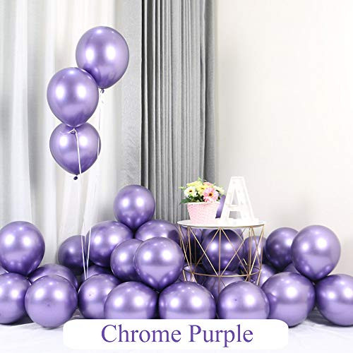 Chrome Purple Balloons 12inch 50pcs Latex Balloons Metallic Party Balloons Birthday Helium Balloons