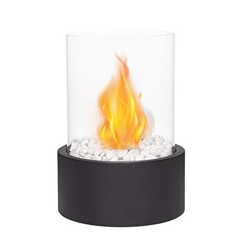 JHY DESIGN Tabletop Fire Bowl Pot Indoor/Outdoor Portable Tabletop FireplaceClean-Burning Bio Ethanol Ventless Fireplace (Extra Large Black)