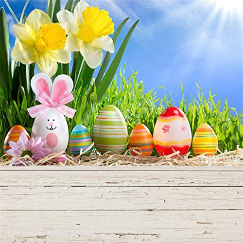 OFILA Spring Backdrop 10x10ft Easter Party Photography Background Painted Eggs Lily Flowers Spring Holidays Party Decoration Kids Spring Photobooth School Easter Events Photos Props