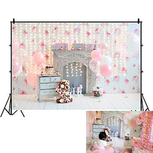 OFILA Polyester Fabric Girls 1st Birthday Backdrop 7x5ft Girls 1st Birthday Cake Smash Background Girls First Birthday Party Photography Background Smash Cake Backdrop First Birthday Video Props
