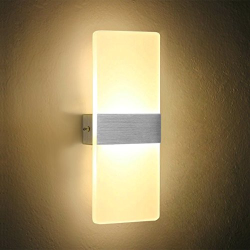 Dslg Modern Acrylic 6W LED Wall Sconces Light Lamp Decorative Light Fixture for Bedroom, Living Room, Balcony, Corridor, 27X11X4cm,Warm White 3000K