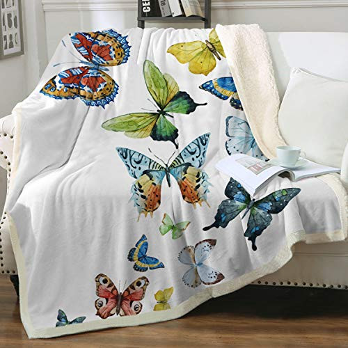Sleepwish Butterfly Blanket Home Throw Blanket Sherpa Flannel Fleece Reversible Blankets Girls Hippie Blanket (60 x 80 Inch) Sleepwish Butterfly Blanket Home Throw Blanket Sherpa Flannel Fleece Reversible Blankets Girls Hippie Blanket (60 x 80 Inch)