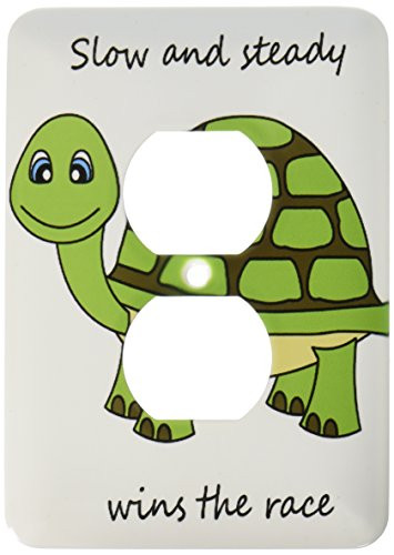3dRose lsp_6106_6 Slow and steady wins the race Green Turtle 2 Plug Outlet Cover, Multicolor