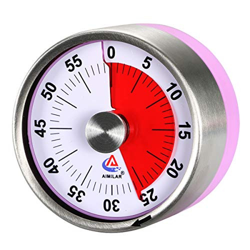 AIMILAR Small Mechanical Kitchen Timer - 60 Minute Visual Countdown Timer Magnetic with Loud Alarm for Kids and Adults Baking Cooking Steaming Barbecue (Purple)