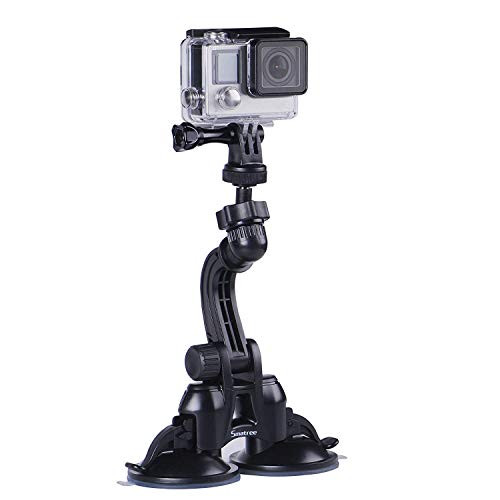 Smatree Double Suction Cup Mount with Greater Suction Power Compatible for Gopro Max/Hero 8/7/6/5/4/3+/3/2/1/ Hero Session/for DJI OSMO Action Camera