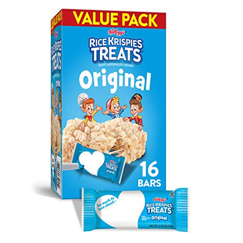 Kelloggs Rice Krispies Treats Original Marshmallow Bars - Classic Kid School Snack, Value Pack, Single Serve (16 Count)