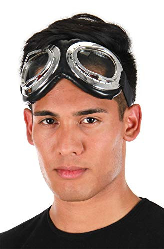 elope Aviator Costume Steampunk Goggles Silver and Black