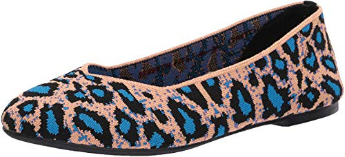 Skechers womens Ballet Flat, Orange/Blue, 8 US