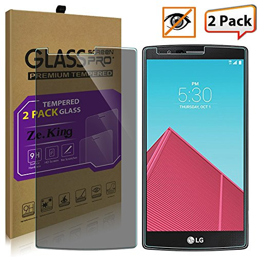 [2-Pack]LG G4 Privacy Anti-Spy Glass Screen Protector, ZeKing 0.33mm 2.5D Edge 9H Hardness [Anti Scratch][Anti-Fingerprint] Bubble Free, Lifetime Replacement Warranty