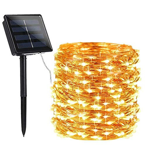 Yooda Solar Powered String Lights, 200 LED Copper Wire Lights, Fairy Lights, Outdoor Waterproof Solar Decoration Lights for Gardens, Patio, Lawn, Home, Party, Christmas (Warm White)