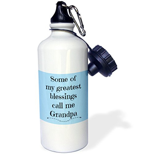 3dRose wb_221937_1"Some of my greatest blessings call me grandpa on a blue background" Sports Water Bottle, 21 oz, White
