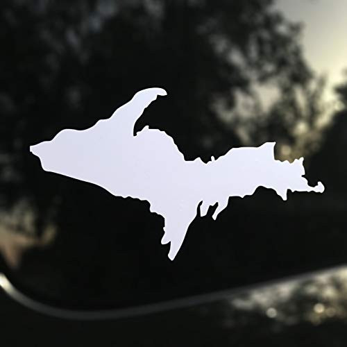 Northern Dock Upper Peninsula Michigan Sticker Car Window Decal Vinyl Bumper Sticker 7.25" Wide (White)