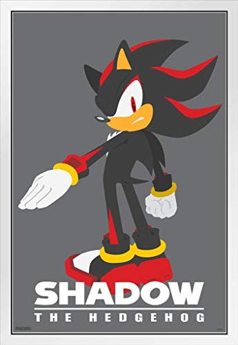 Pyramid America Sonic The Hedgehog Shadow Video Game Gaming White Wood Framed Poster 14x20