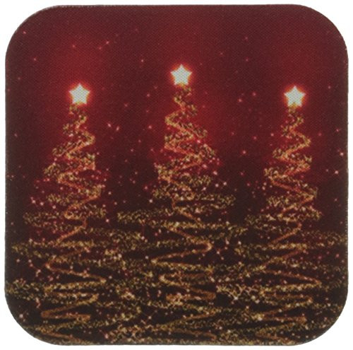 3dRose CST_41060_1 Sparkling Christmas Trees Red Soft Coasters, Set of 4