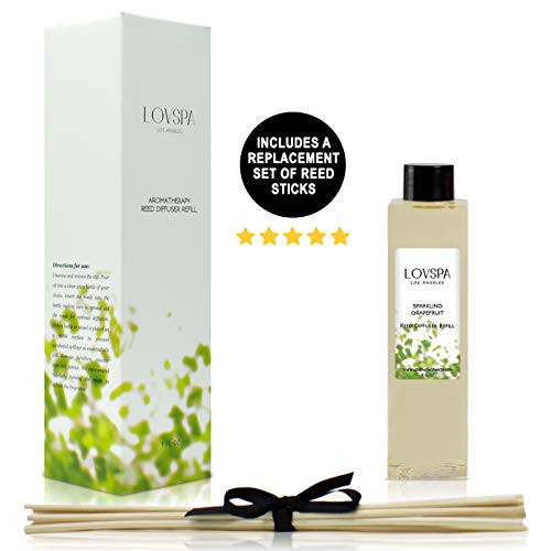 LOVSPA Sparkling Grapefruit Reed Diffuser Oil Refill and Replacement Reed Sticks with Sweet Orange, Mandarin, Lime and Floral Notes - Diffusing Oil Liquid for Scented Sticks, 4 Ounces LOVSPA Sparkling Grapefruit Reed Diffuser Oil Refill and Replacement Reed Sticks with Sweet Orange, Mandarin, Lime and Floral Notes - Diffusing Oil Liquid for Scented Sticks, 4 Ounces
