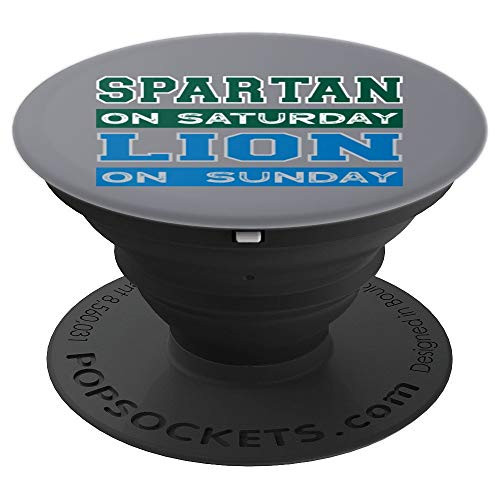 Spartan on Saturday Lion on Sunday Detroit Football Gift PopSockets Grip and Stand for Phones and Tablets