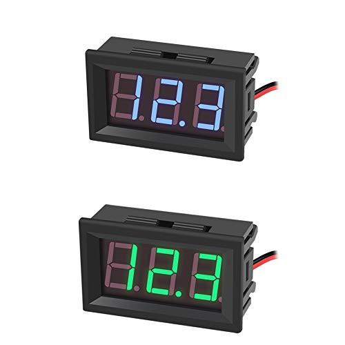2PCS Digital Voltmeter DC 4.5-30V LED Panel Digital Display Panel Voltage Meter Voltage Gauge Panel 2 Wire Green + Blue