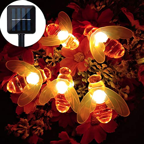 Dreamworth Solar Bee String Lights, 21Ft 30 Led Bee Shape Fairy String Lights Solar Operated String Lights for Garden, Patio, Lawn Decoration (Warm White) Dreamworth Solar Bee String Lights, 21Ft 30 Led Bee Shape Fairy String Lights Solar Operated String Lights for Garden, Patio, Lawn Decoration (Warm White)