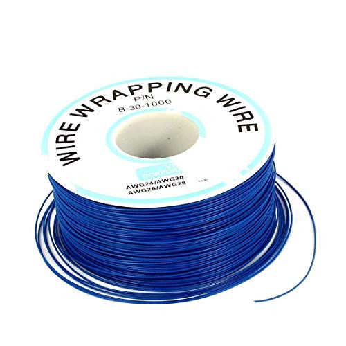 Electrical Wire, URBEST 305M PCB Solder PVC Coated Tin Plated Copper Wire Wire-Wrapping 30AWG 105 Celsius Cable Roll (Blue)