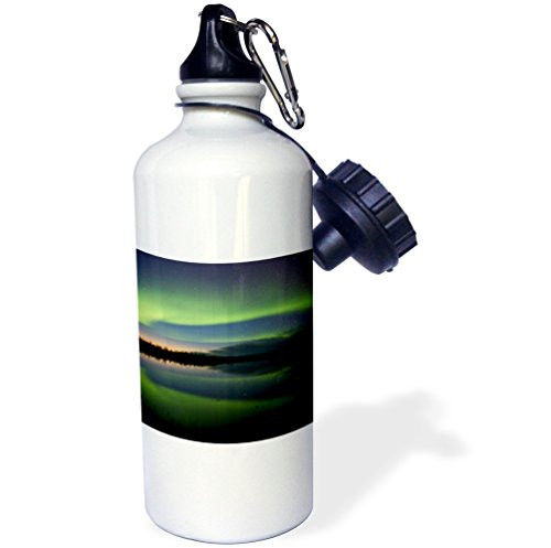3dRose wb_87406_1 "Alaska, Arctic Circle, Bettles, Northern lights US02 BJA0288 Jaynes Gallery" Sports Water Bottle, 21 oz, White