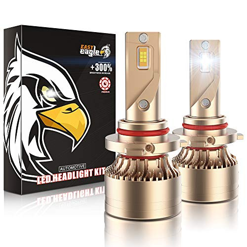 9005 LED Headlight Bulbs, EASY EAGLE HB3 80W High Power 16000LM Extremely Bright 6000K Cold White CSP Chips Conversion Kit Adjustable Beam