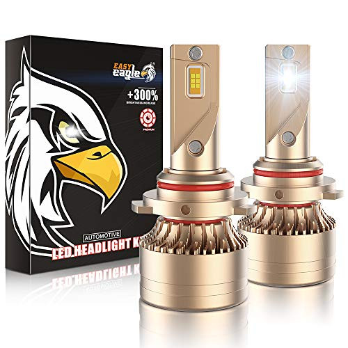 9012 LED Headlight Bulbs, EASY EAGLE HIR2 80W High Power 16000LM Extremely Bright 6000K Cold White CSP Chips Conversion Kit Adjustable Beam