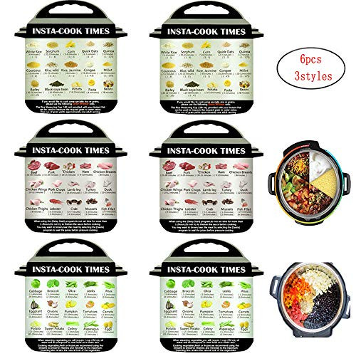 Instant Pot Accessories-6 Pieces Instant Pot Cheat Sheet Magnets, Colored Textual Description and Food Images Cooking Times for 45 Common Prep Functions, Food Cooking Magnetic Sheet for Instant Pot