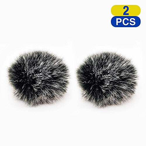 Lavalier Wind Muff 2 Pack Lapel Microphone Wind Muff Furry Lav Windscreen Windproof Wind Screen 0.2/0.4 Inch