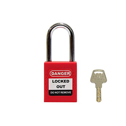 Wisamic Safety Lockout Padlock - Keyed Different Lockout Tagout Locks with One Key, 1 1/2 inch, Red
