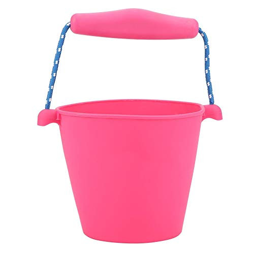 Hztyyier Collapsible Bucket Foldable Silicone Pail Sand Bucket for Beach Camping Sand Beach Pail for Kids (Rose Red)