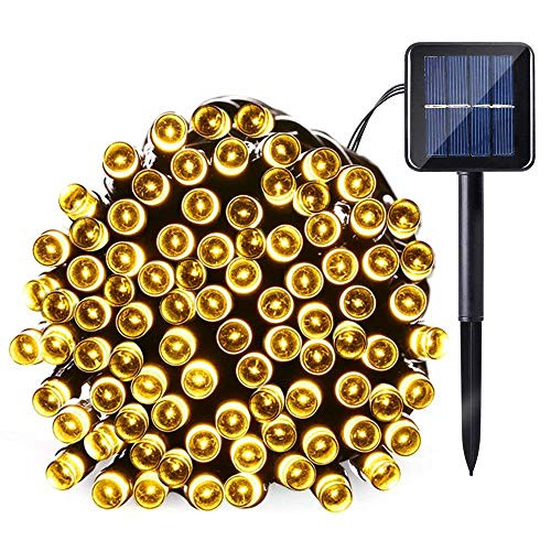 Joomer Solar String Lights 39ft 100 LED 8 Modes Outdoor String Lights Waterproof Fairy Lights for Garden, Patio, Fence, Balcony, Outdoors (Warm White)
