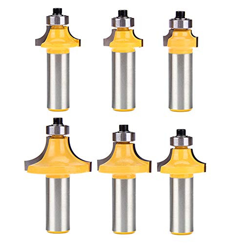 Yakamoz 6Pcs 1/2 Inch Shank Round-Over Router Bits Corner Rounding Edge-forming Roundover Beading Router Bit Set