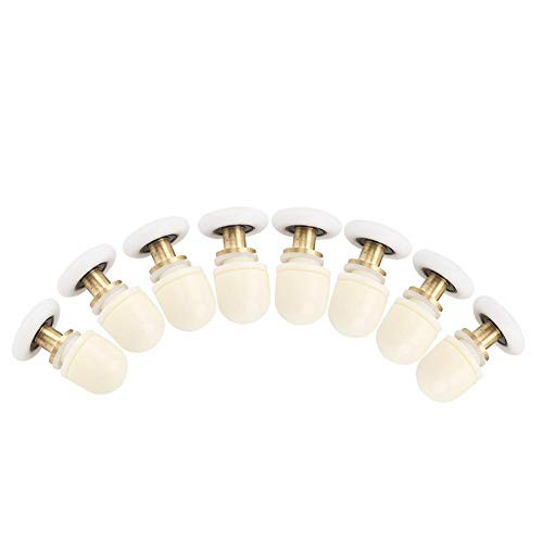8pcs Brass ABS Sliding Glass Shower Door Rollers Runners Pulleys Bathroom Doors Hardware Wheels Bathroom Replacement Parts (27mm/10.63in)