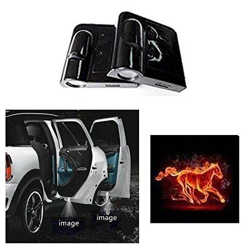 SOONDAR Car Door LED Logo Projector Light, Upgraded Universal Senseor LED Door Light Logo Ghost Shadow Welcome Lamp (2PCS) (Mustang horse)