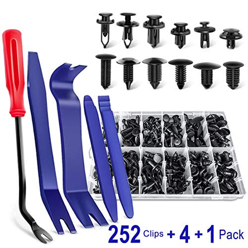 Xinyuan 252PCS Car Plastic Rivets Set -Door Trim Panel Fender Clips Bumper Retainer Clips Fasteners Remover Push Retainer Kit Most Popular Sizes Auto Push Pin Rivets for Honda Toyota Ford GM Chrysler