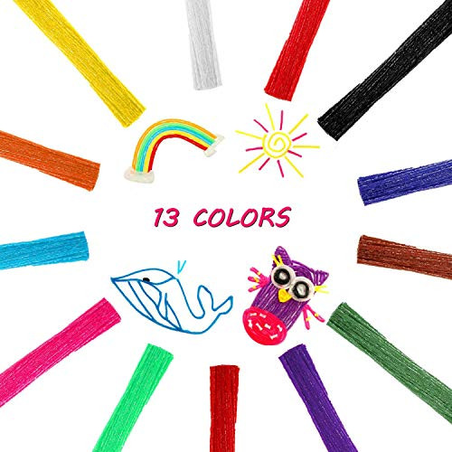Outus Monkey String Wax Yarn Sticks Sticky Bendable Wax Craft Sticks Molding Sculpting Sticks 13 Colors DIY Handmade Crafts for School Project (800 Pieces)