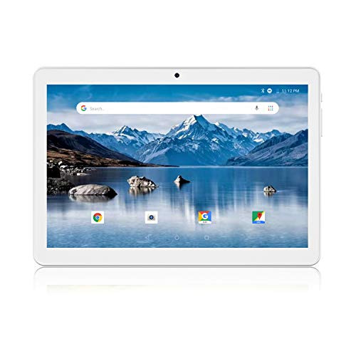 Android Tablet 10 Inch, 3G Phone Tablets with 16GB Storage, Dual SIM Card Slots, Quad-Core Processor, HD Touchscreen, WiFi, Bluetooth, GPS - Silver