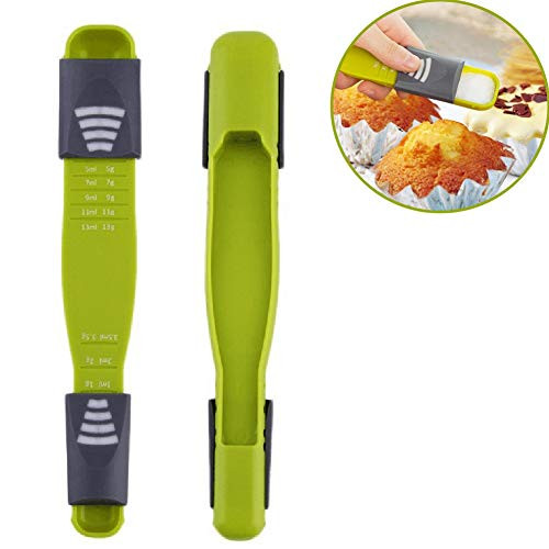 2 Pcs Professional Double-End Spoon with Eight Grade Scale Adjustable Accurately Quantitative Measuring Scoop Coffee Baking Measuring Dipper Appliances for Kitchen