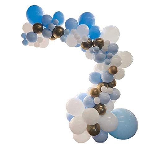 CASTELBELBO Navy Blue Sky Balloons Garland Kit Chrome Balloon Arch Wedding Bridal Shower Birthday Party Backdrop Baby Shower Decoration Blue White Gold