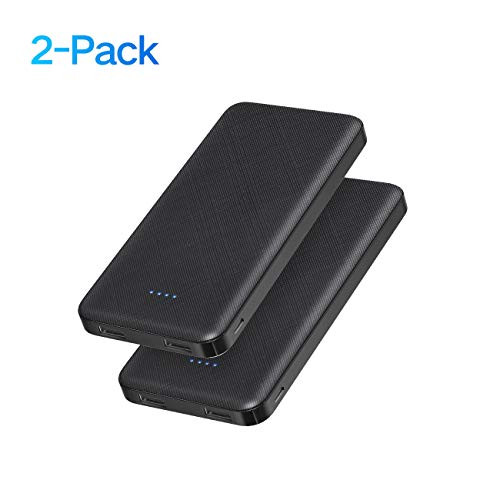 Portable Charger, ?2-Pack? Ultra-Slim 10000mAh Dual USB Power Bank External Battery Backup Pack, Compatible with iPhone 11/Xs/XR/X/8/7/6S/6 and More Android Smartphones