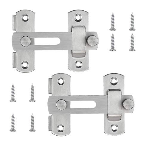 2 Pcs Stainless Steel Flip Latch Gate Latches Bar Latch Safety Door Lock for Pet Dog Gate, Cabinet Furniture, Window, Brushed Finish