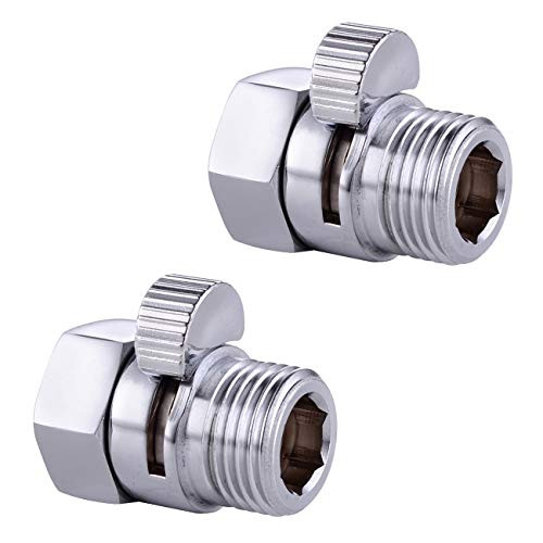 KES Shut Off Valve Brass Shower Head Valve with Handle Lever G1/2 Water Flow Control Valve Regulator Chrome 2 Pack, K1140B-P2