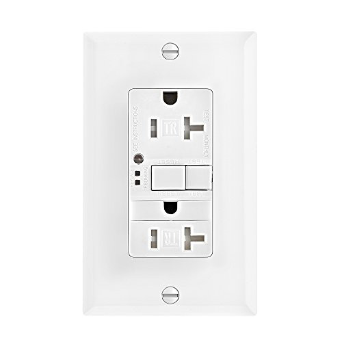 Eaton GFCI Self-Test 20A -125V Tamper Resistant Duplex Receptacle with Nightlight & Standard Size Wallplate, White