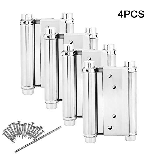 3"Double Action Spring Hinges 3inch Stainless Steel Self Closing Hinges Double Door Hinges for Cafe Saloon Pub Swinging Doors, Including Pins and Screws, 4-Pack