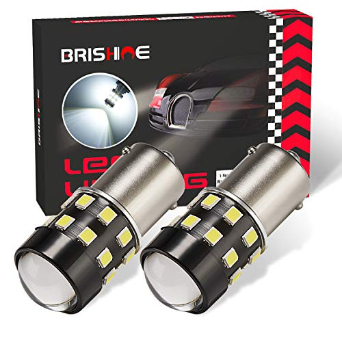 BRISHINE Supper Bright 1156 7506 BA15S P21W 1073 1141 1003 LED Bulbs 6000K Xenon White 24-SMD LED Chipsets with Projector for Backup Reverse Lights, Brake Tail Lights, Running Lights(Pack of 2)