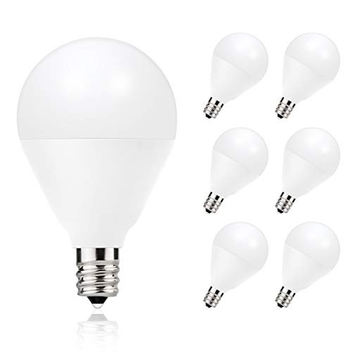 JandCase G14 LED Light Bulb 40W Equivalent, E12 Candelabra Base, 5000k Daylight White 5W LED Bulb, 450LM, Indoor Decor Lighting for Bedroom, Kitchen, Bathroom, Office, Not Dimmable, 6 Pack