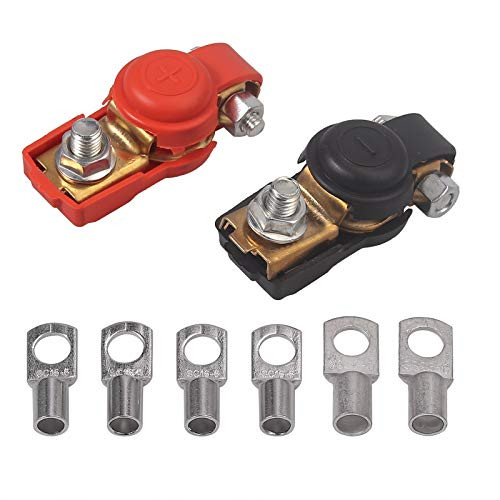 AUTOUTLET Battery Terminal Connectors Clamps 6Pcs Heavy Duty Copper Top Post Battery Terminals 4/6/8AWG with Covers Positive Negative Battery Terminal Protector Set for Marine RV Vehicles (1 Pair) AUTOUTLET Battery Terminal Connectors Clamps 6Pcs Heavy Duty Copper Top Post Battery Terminals 4/6/8AWG with Covers Positive Negative Battery Terminal Protector Set for Marine RV Vehicles (1 Pair)