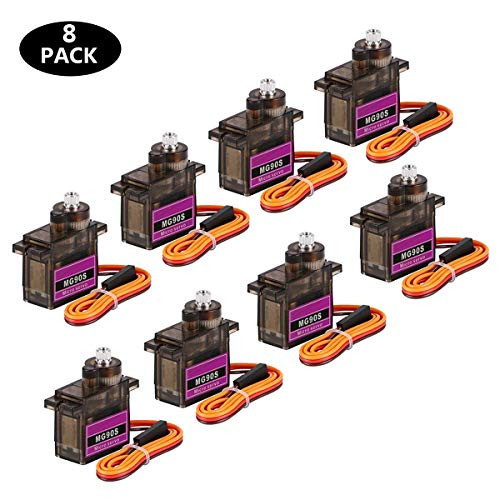 ETMall 8PCS MG90S Servo 9G Micro Servo Motor Metal Geared Micro Servo Motor 9G Smart Robot Car Helicopter Plane Boat Compatible Arduino Raspberry Pi Project