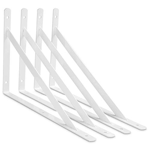 Acrux7 Heavy Duty Shelf Brackets, 9.8 x 6.3 inch Floating Shelves Tripod Triangle Shelf Brackets, 90 Degree Angle Wall Mounted Shelf Supporter Bracket Frame (250x160mm)