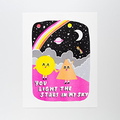 Yellow Owl Light The Stars - Risograph Print